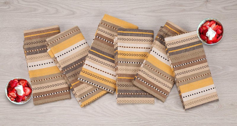 Light & Pro Lightnpro Salsa Stripes Cloth Napkins Set of 12 â€“ Wedding, Christmas & Holiday Table Napkins, Machine Washable Cloth Napkins for Special Occasions & Everyday Use - 18x18 Inch Beige Multi - Image 3